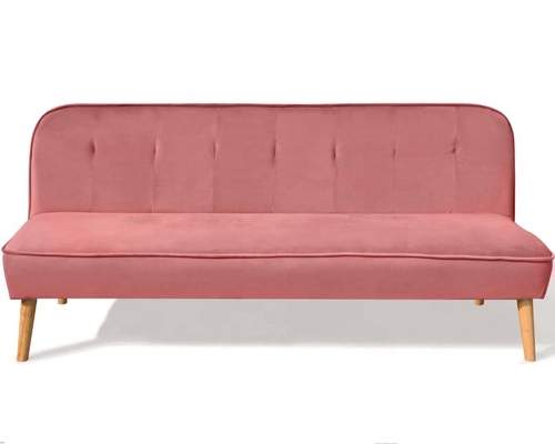 Tempat Tidur Sofa Lipat Beludru Hancur Penutup Kain Mawar Berdebu Dengan Kaki Kayu