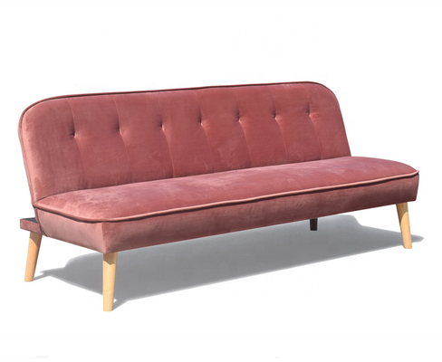 Tempat Tidur Sofa Lipat Beludru Hancur Penutup Kain Mawar Berdebu Dengan Kaki Kayu