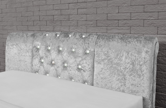 Tempat Tidur Penyimpanan Berumbai Ukuran Ganda Mewah Serat Sliver Crystal Button Gaya Eropa