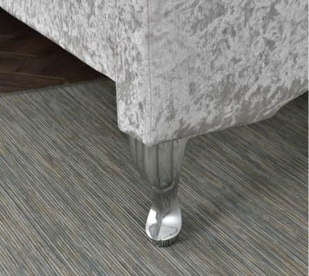 Tempat Tidur Penyimpanan Berumbai Ukuran Ganda Mewah Serat Sliver Crystal Button Gaya Eropa
