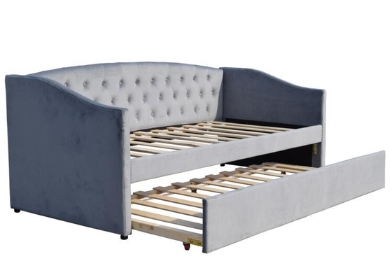 Bentuk Cruve Daybed Trundle Berlapis Tufted Twin