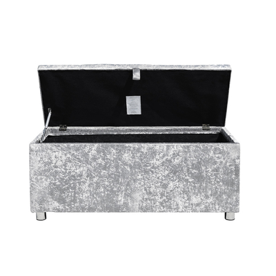 Crush Silver Velvet Ottoman Storage Chest Toy Box Untuk Kamar Tidur Ruang Tamu